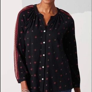 J. Jill Black and Red Patterned Blouse